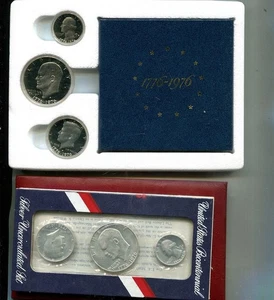 1976 3 COIN UNITED STATES SILVER BICENTENNIAL GOVERNMENT SET PR + BU 4099T - Picture 1 of 1