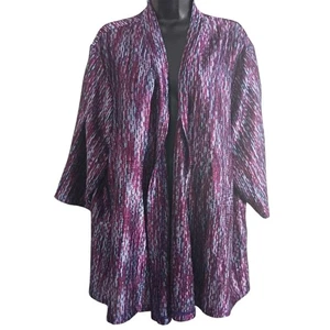 Catherines Maggie Barnes Women's Multicolor Open Front Cardigan 3XWP Layering - Picture 1 of 11