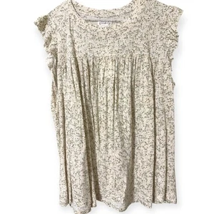 Wonderly plus size 1X flounce sleeve printed t-shirt pullover crew neck new - Picture 1 of 11