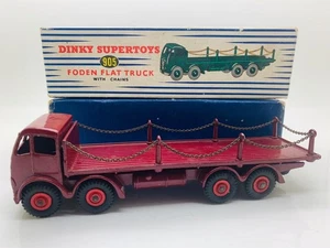 DINKY FODEN FLAT TRUCK WITH CHAIN MAROON 905 TOP BOXED - Bild 1 von 11