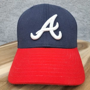 Vintage Atlanta Braves Hat Cap Strap Back Blue Red Logo MLB Baseball New Era Men - Picture 1 of 8