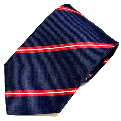 Corbata vintage Ben plateada azul pura seda inglesa Preppy Academia clásica universitaria Foto 1 de 4
