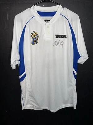 Рубашка разминка Waterloo Bucks L Mikal Hill подписанная Rawlings Northwoods League - Изображение 1 из 4