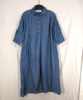 VESTIDO VAQUERO ORVIS De Colección COTTAGECORE Botón PLISADO Bolsillos Laterales Cambio Talla L Foto 1 de 4