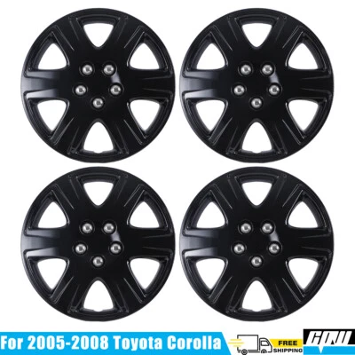 4*15" Hubcap Black Lacquer Wheel Covers For 2005 2006 2007 2008 Toyota Corolla Foto 1 de 4