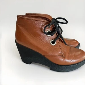 Robert Clergerie Paris Platform Wedge Ankle Boots Booties Leather Size 8.5 B - Picture 1 of 21