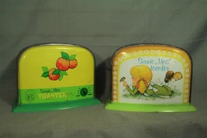2 Vintage Ohio Kunst Blech Sunny Miss Spielzeug Toaster kleines Mädchen Schmetterling Orangen - Bild 1 von 5