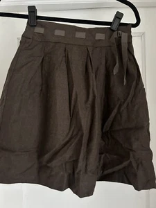 Jacadi Girls Brown wool pleated skirt with grosgrain waist trim side zip, lined. - Picture 1 of 4