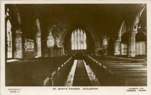 REAL PHOTOGRAPHIC POSTCARD OF ST MARY'S CHURCH ECCLESTON (NEAR CHESTER) CHESHIRE - Picture 1 of 2