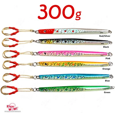 Fish WOW! 10.5oz 300g Fishing Speed Jigs Vertical Trolling knife Lures Hook lot - Image 1 of 4