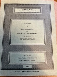 Sotherby Catalogue of Important Fine Worcester Porcelain, 2nd November 1965 - Imagen 1 de 9