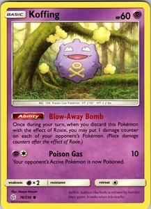 Pokemon TCG Koffing Sun & Moon Cosmic Eclipse 76/236 Regular Common Card NM - Picture 1 of 2
