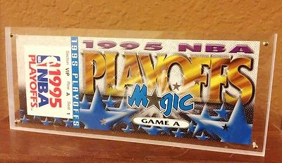 1995 NBA PLAYOFFS ORLANDO MAGIC COMMEMORATIVE TICKET IN PLEXI - Image 1 of 2
