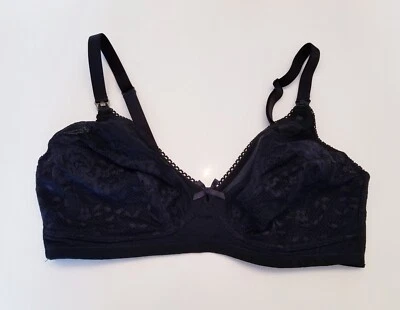 Leading Lady Nursing Bra Size 38C Style 4054 Wireless Unlined Black  - Image 1 of 4