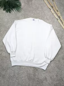 Vintage USA MADE Jerzees Blank Sweatshirt Mens XXL White 2XL Crew Neck 90s y2k - Picture 1 of 7