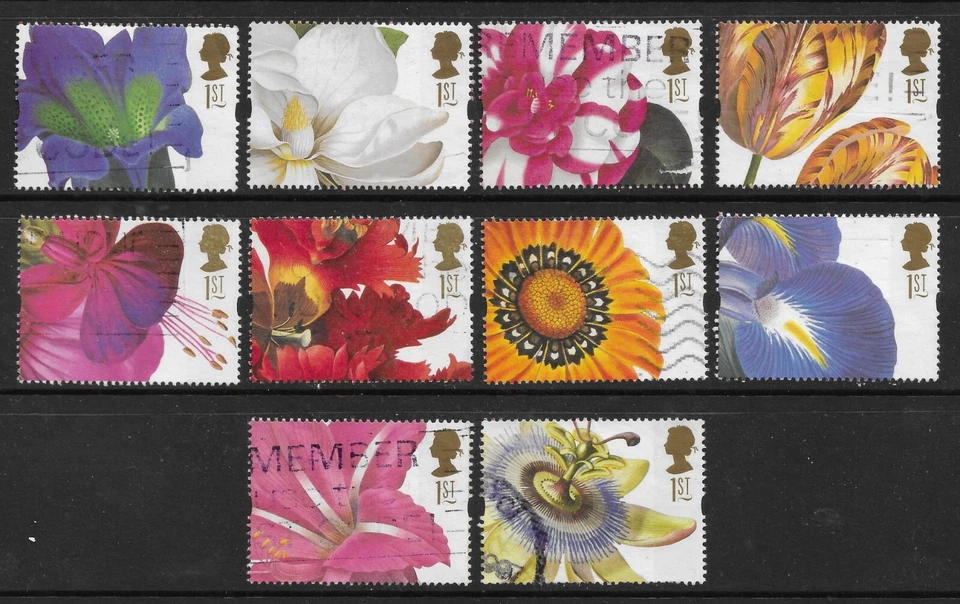 GB QE II, 1997, SG 1955-1964, Pinturas Flores Saludos, Juego de 10, Usado Fino. Foto 1 de 1