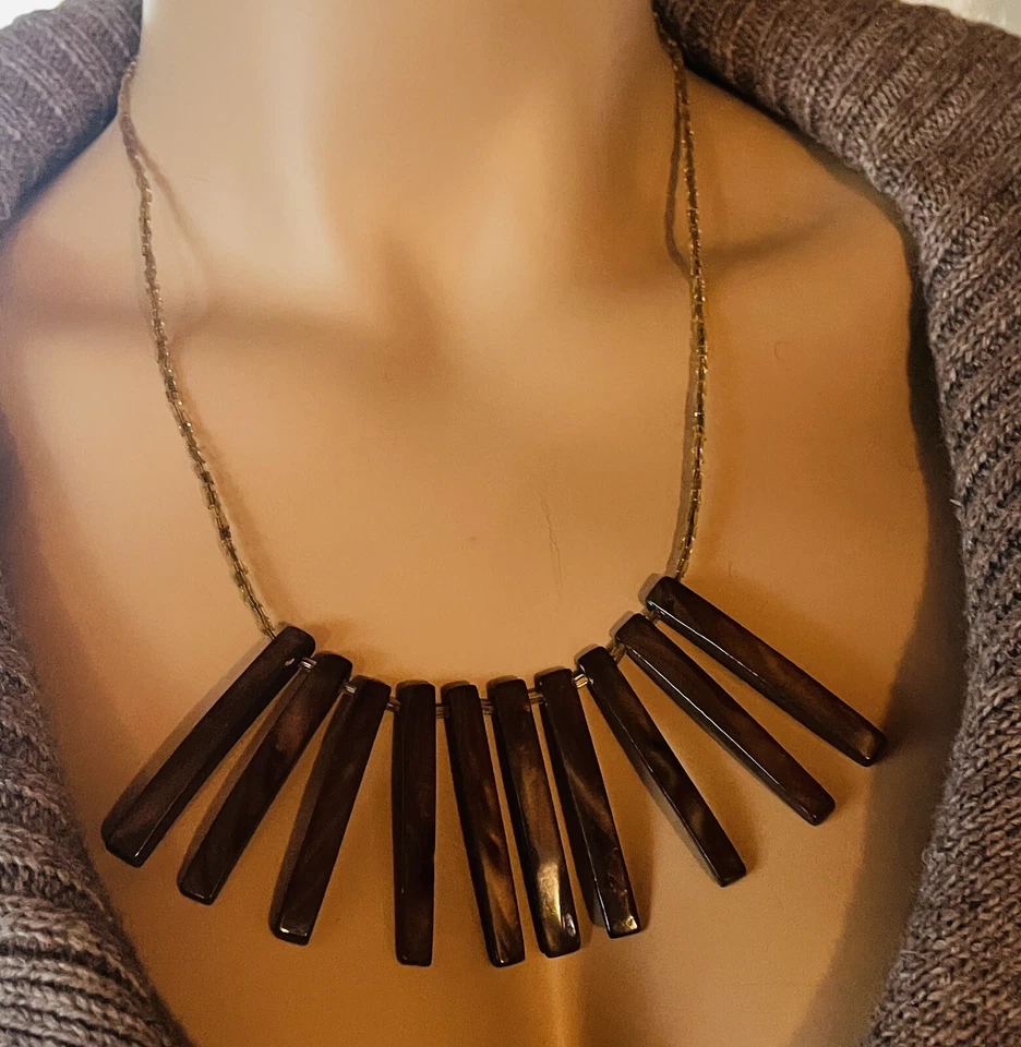 Perlmutt Stäbe - Rocailles Halskette - 52 cm - eigene Herstellung - Unikat - Bild 1 von 1