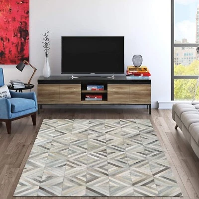 LEATHER COW HIDE HAIRON PATCHWORK AREA RUG 8X10 CARPETS FOR HOME LIVING ROOM 32 - Image 1 of 4