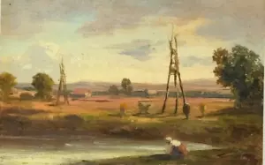 Miniature Oil Painting of a Landscape with a Figure - Picture 1 of 8