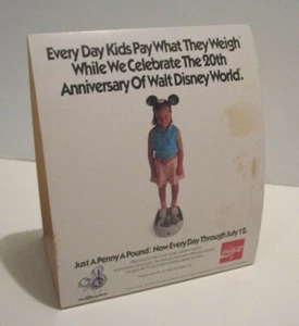 DISNEY WORLD 20TH ANNIVERSARY TABLE TENT STORE DISPLAY SIGN COCA COLA 1992 - Picture 1 of 4