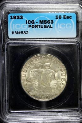 1933 - ICG MS63 REPUBLICA PORTUGUESA 10ESC!!  #B16567 Foto 1 de 2