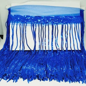 1m 20cm drop Tassel Fringe / Fringing Trim sequin trimming blue - Picture 1 of 1