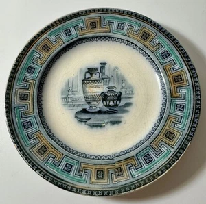 Seltener antiker viktorianischer Teller mit etruskischen Vasen XIX Jahrhundert 6 Zoll um 1858-1861 - Bild 1 von 5