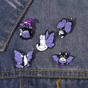 Cute Fantasy Cats Butterfly Enamel Pin Lapel Backpack Pins Birthday Gifts - Picture 1 of 10
