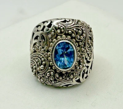 Anillo llamativo de plata esterlina con topacio azul SARDA 6 Foto 1 de 4