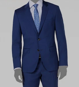 $575 Hugo Boss Men Blue 40L Modern Fit Button Wool Suit Coat Sport Jacket Blazer - Picture 1 of 3