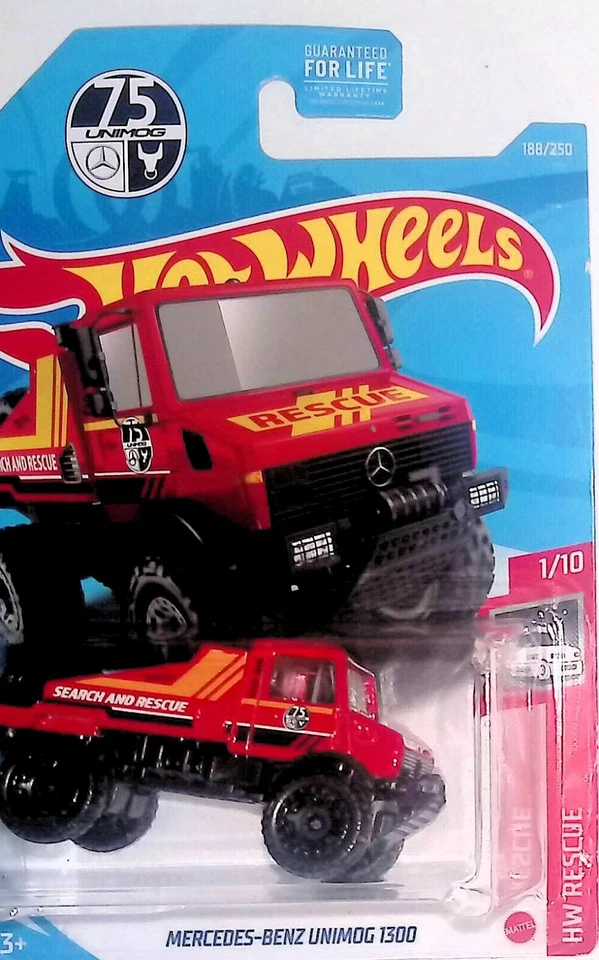 Hot Wheels Mercedes-Benz Unimog 1300 Red 188/250 2021 HW Rescue 1/10 - Image 1 of 1