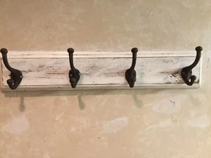 Handmade 24”Distressed Hat An Coat Rack Reclaimed Materials With Cast Iron Hooks - Picture 1 of 12