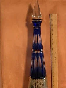 Vintage Moser Huge Crystal Arcade Decanter Frieze Gold Scrollwork Bohemian 22" - Picture 1 of 14