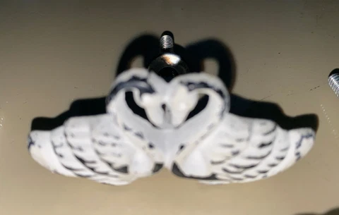 Double Swan Vintage Look Drawer Knob NEW Cover