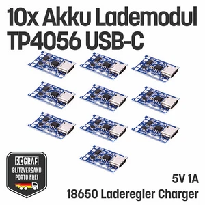 10 x module de charge de batterie 5V 1A TP4056 USB C 18650 contrôleur de charge chargeur circuit de protection - Photo 1/4
