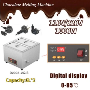 2 Pots Commercial Electric 6L Chocolate Melter Heater Melting Stainless Machine - Picture 1 of 11