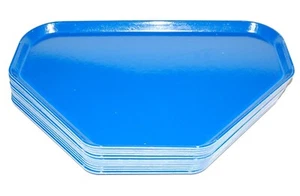 (12 Pack) Cobalt Blue Lunch Trays Molded Fiberglass Food Trays 14 X 22 Trapezoid - Picture 1 of 7