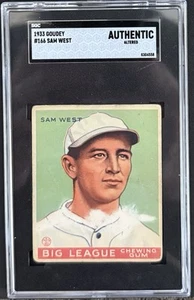 1933 Goudey #166 Sam West St. Louis Browns SGC Authentic - Picture 1 of 2