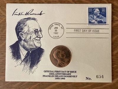 Franklin Roosevelt FDR FDC Official First Day of Issue 1982 100th Anniversary - Image 1 of 3