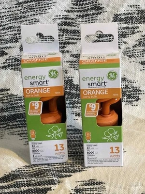 GE Lighting 78958 Energy Smart CFL Party Light 13-Watt Orange 2-Pack New! - Image 1 of 4