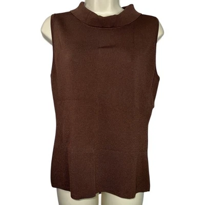 Top Dressbarn Sin Mangas Cuello Simulado Marrón Tejido Carrera Talla Grande Foto 1 de 4