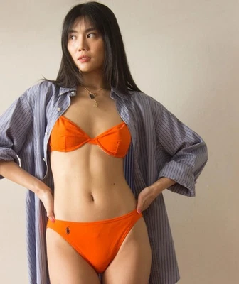 Mujer’s 90’s Polo Ralph Lauren Sport Caliente Naranja Bikini Talla 14 Parte Inferior y Top Foto 1 de 4