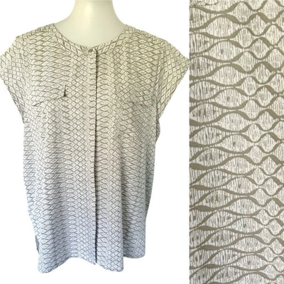 Chico's Women’s Beige Tan Top Blouse Shirt Cap Sleeve Button Front Size 2 Large - Image 1 of 4