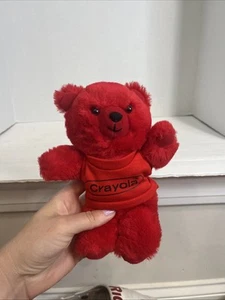 Burger King Crayola Red Stuffed Teddy Bear Plush 6.5" Vintage 1986 - Picture 1 of 7