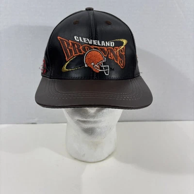 Винтажная черная коричневая кожаная кепка NFL Cleveland Browns Team NFL Pro Elite - Изображение 1 из 4
