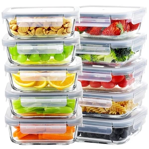 Glass Meal Prep Containers 10 Packs 22 oz Food Storage with Lids Airtight Lunch - Picture 1 of 6
