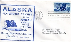 1959 #C53 7c ALASKA AIR MAIL FDC w ALASKA NORTHERN AIRLINES CACHET GEM! - Picture 1 of 1