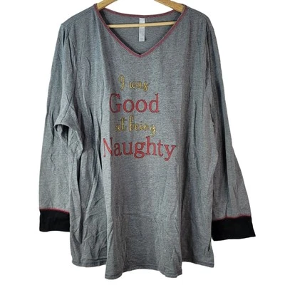 Рубашка Cacique Christmas Night серая размер 22 24 I Was Good At Being Naughty Sleep - Изображение 1 из 4