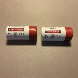 2 Rolls 2019-D American Innovation 25 $1 Roll,1-New Jersey,1-Georgia,BU,Mint, - Picture 1 of 4