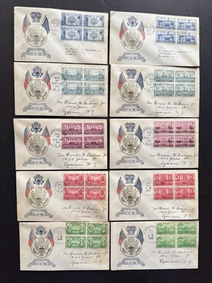 US 1937 Army-Navy FDC (20) +Complete Set#785-94 +National Emblem Cachet +10FDCs - Image 1 of 2